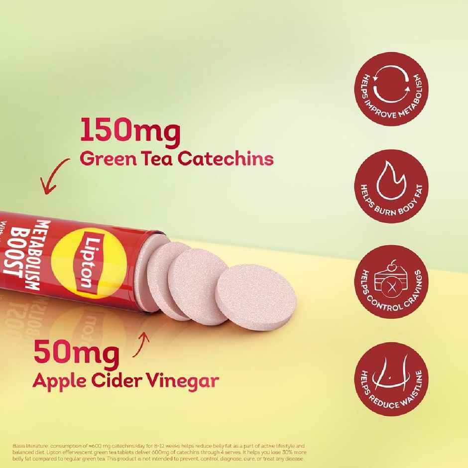 Lipton Metabolism Boost Effervescent Green Tea Tablets - Watermelon Flavour