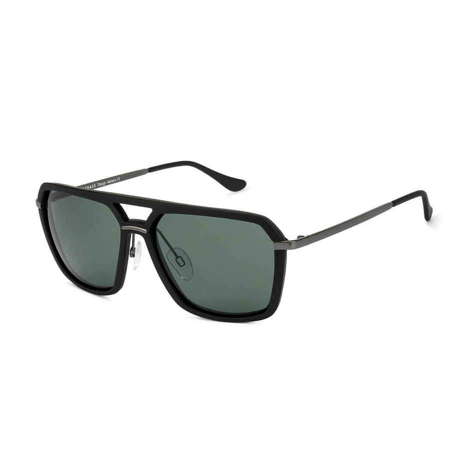 Vincent Chase By Lenskart Unisex Polycarbonate Sunglasses | Black and Green - L