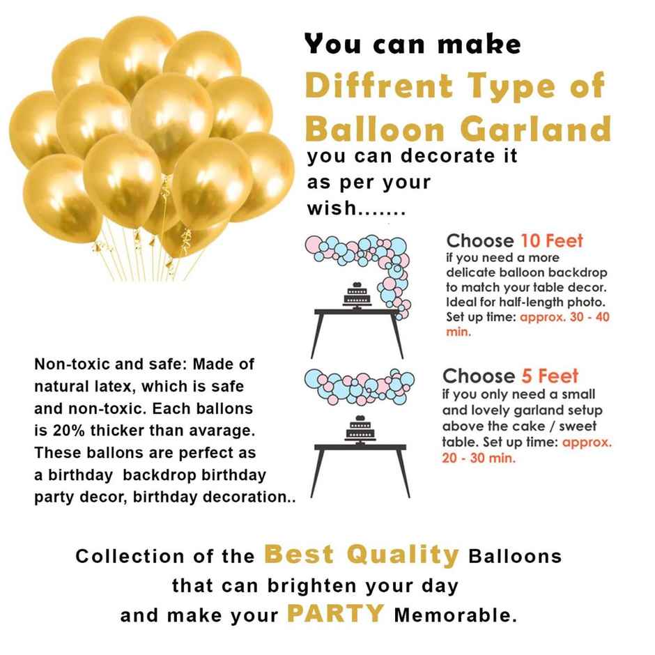 Party Propz Golden Metallic Balloons For Party Decoration