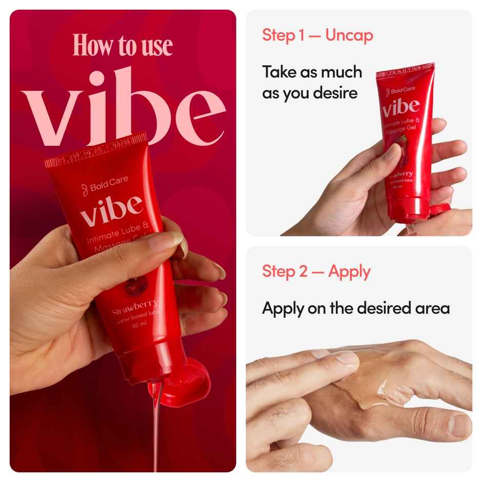 Bold Care Vibe Strawberry Water- Based Edible Lubricant