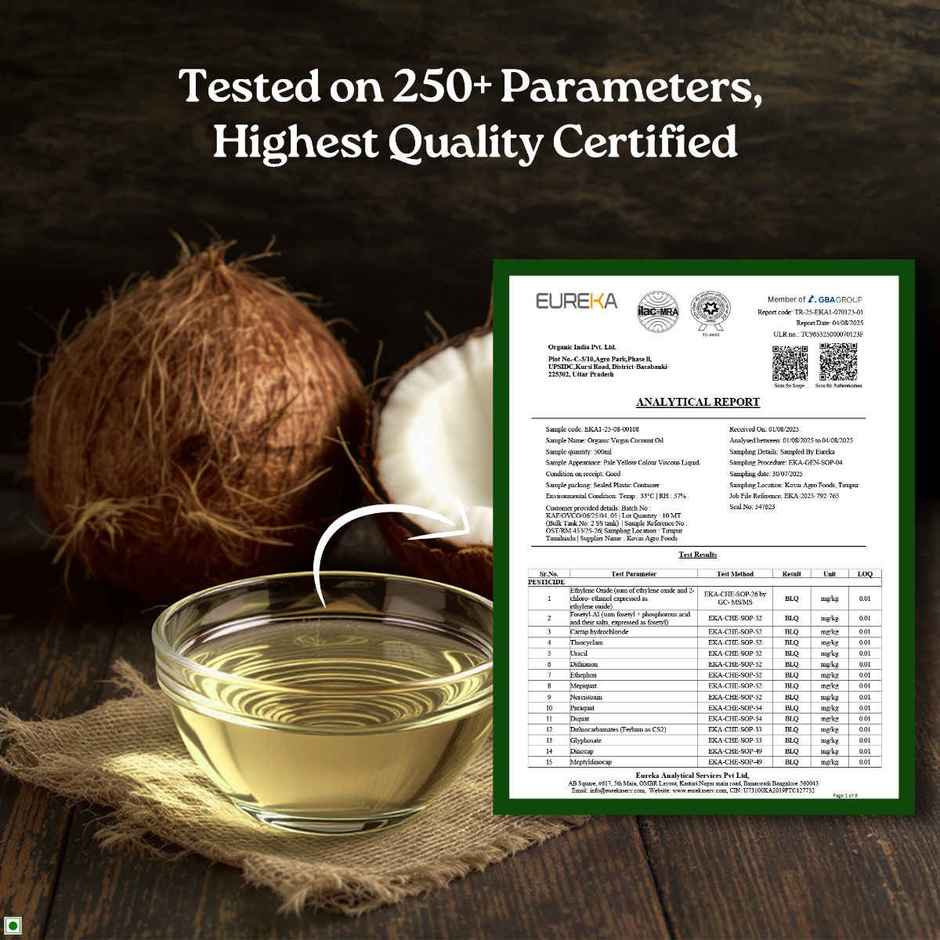A Tata Product - Organic India Virgin Coconut Cold Pressed Oil | Labs Tested On 250+ Parameters