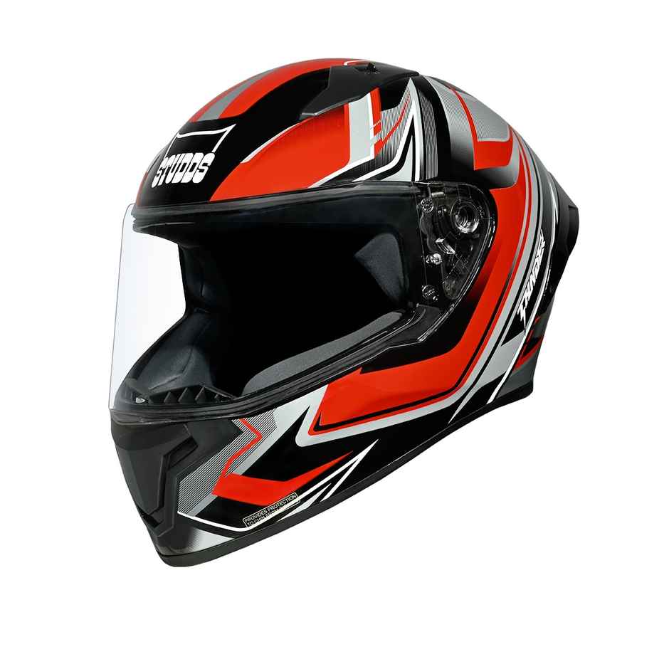 Studds Thunder D9 Flash Full Face Helmet with Spoiler |Black Red - XL
