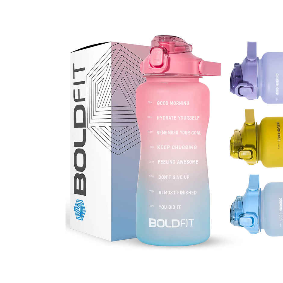 Boldfit Gallon Bottle Motivational 2L Pink Blue