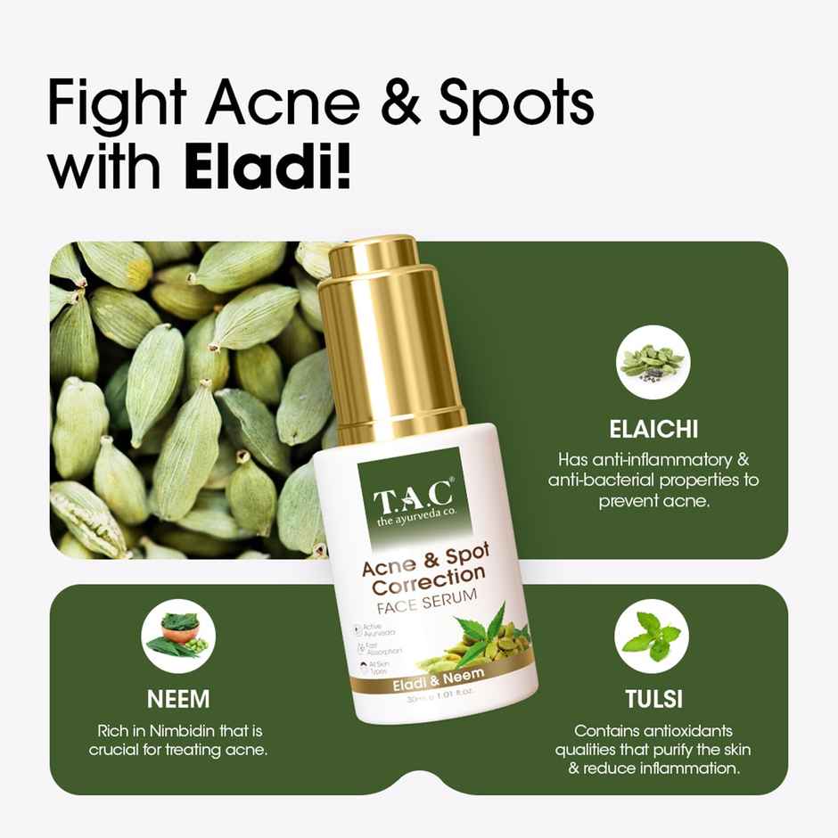 TAC Acne & Spot Correction Face Serum Treats with Neem Acne & Fades Spots | For Oily Skin