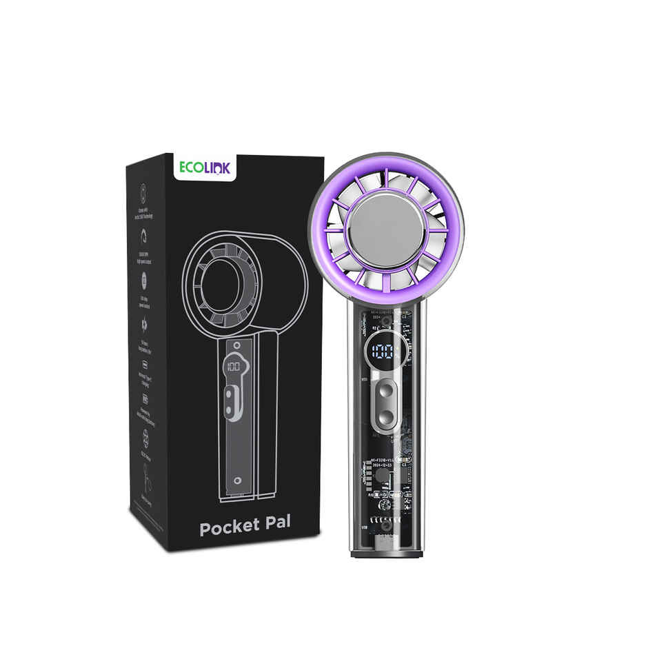 EcoLink Pocket Pal Handheld Fan (Grey Purple) | USB Rechargeable