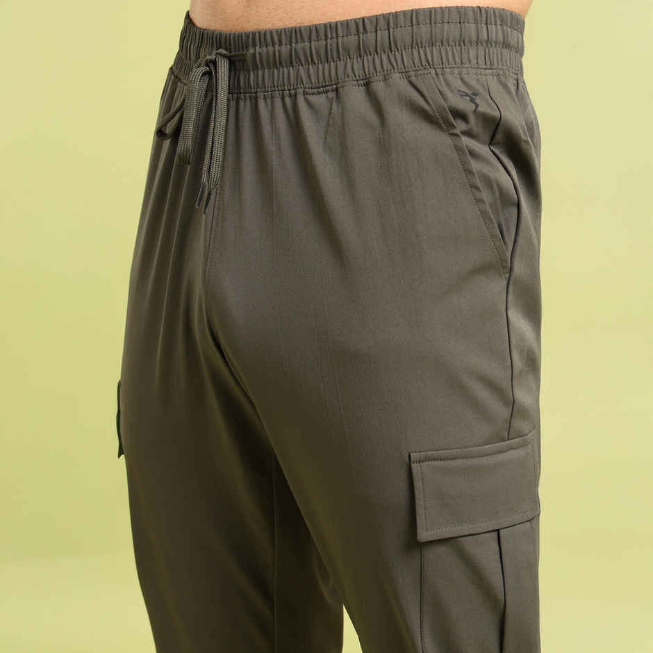 Technosport Men Poly Solid Relax Fit Sports Cargo Trackpants with TS FLEXI | Beetle | L