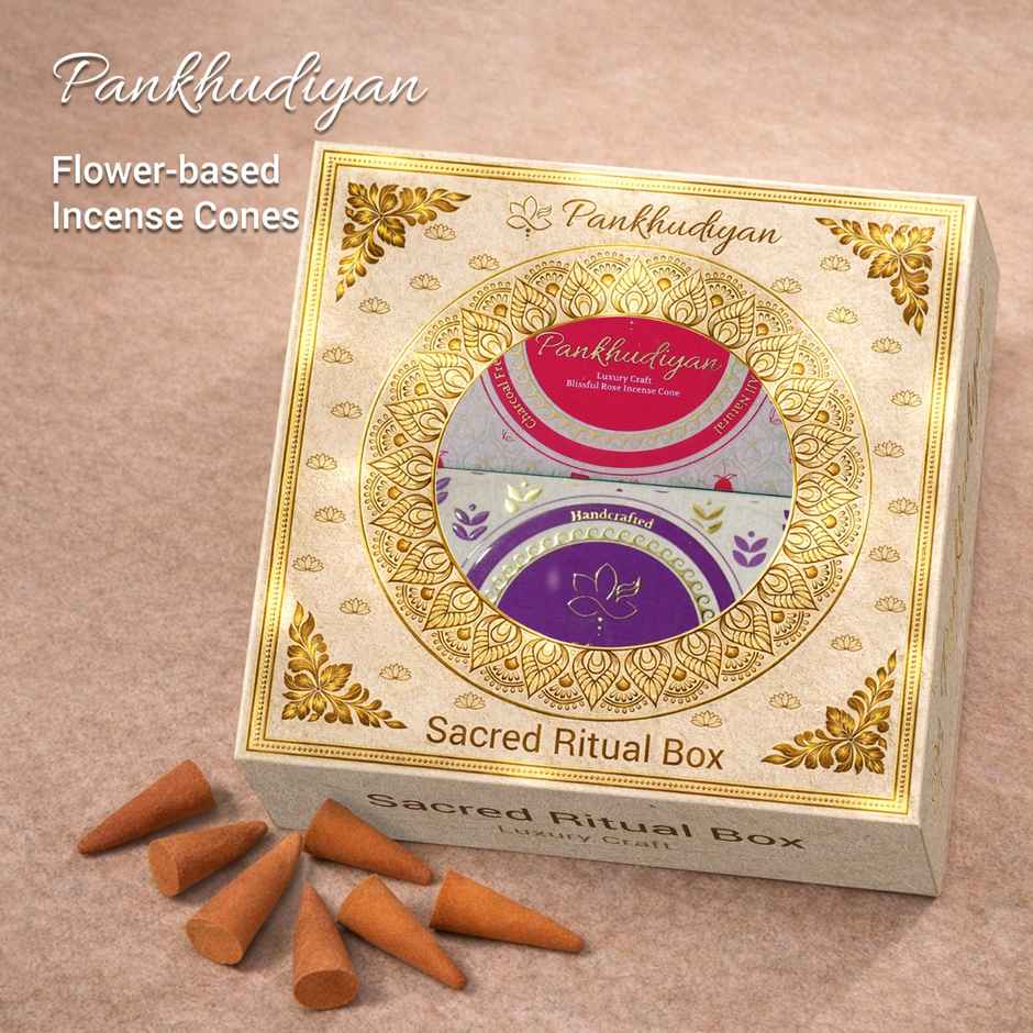 Pankhudiyan Premium Flower based Incense Cones - Rose & Patchouli (Monthly Pack)