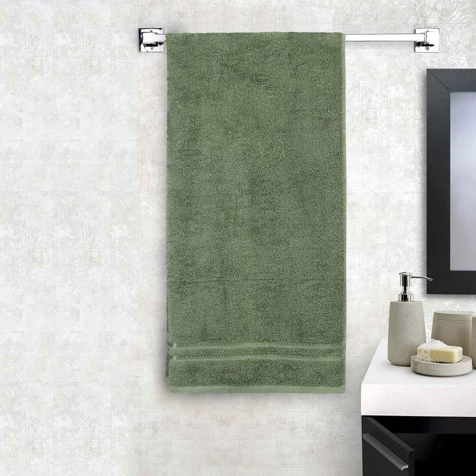 Welspun Solid Green 100% Cotton Quik Absorbent Bath Towel For Men And Women