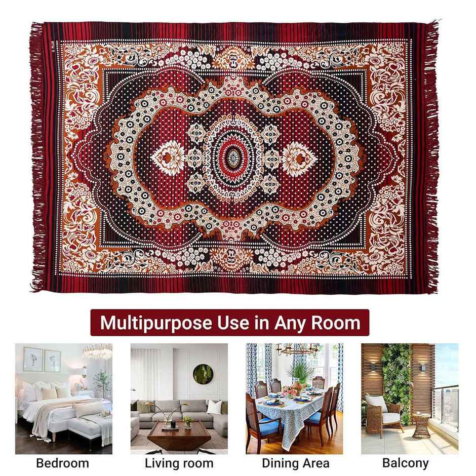 Kuber Industries Carpet|Water AbBAUption Kalamkari Paisley Pattern Floor Mat - Maroon