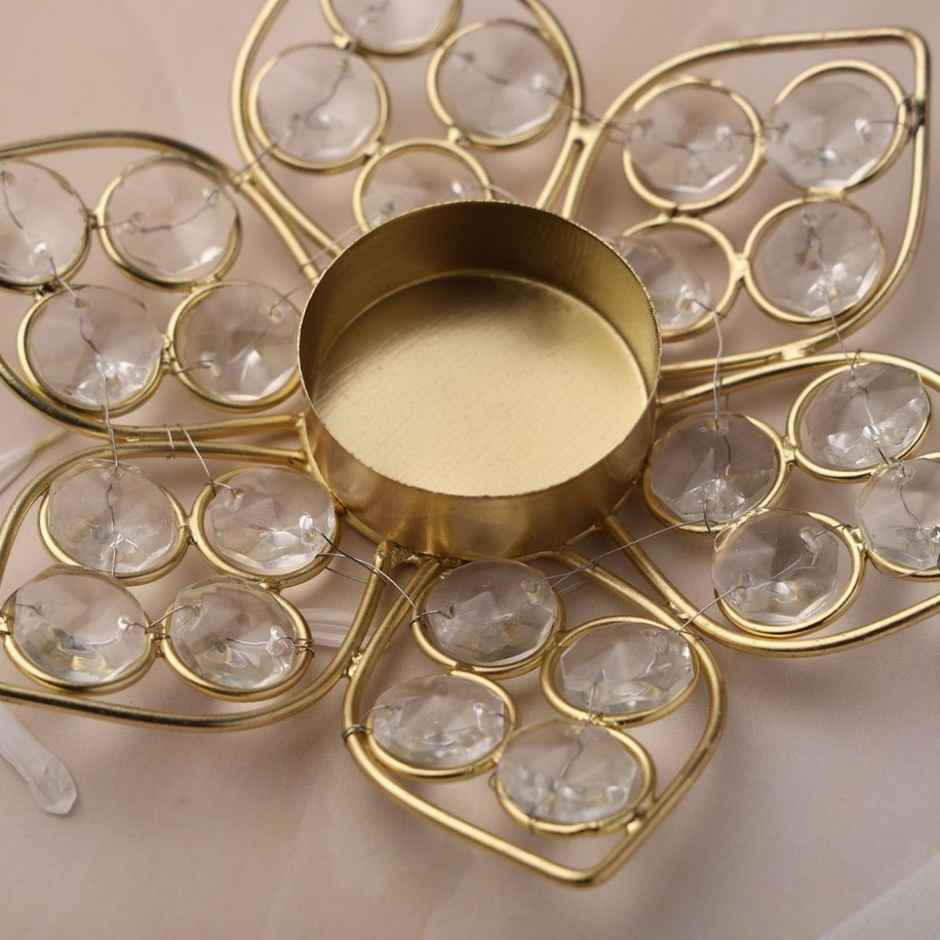 Crystal Lotus Tealight Holder | Gold | Urban Born