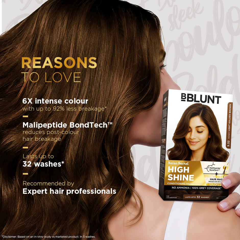 Bblunt Salon Secret High Shine Conditioning Hair Colour | Honey Light Golden Brown
