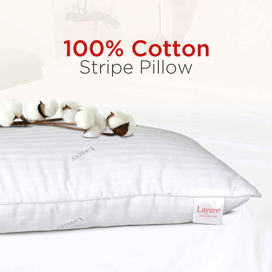 Layers Home Easy 100% Cotton 200 TC Soft Pillow | White - 17 x 27 in