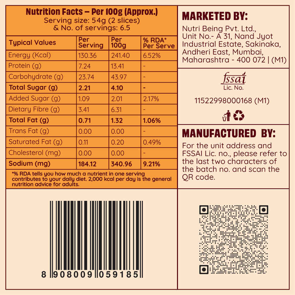The Health Factory Zero Maida Whole Wheat Bread | Clean Label, Not Brown (350g) & Lotus Biscoff Caramelized Smooth Spread (400g) Combo