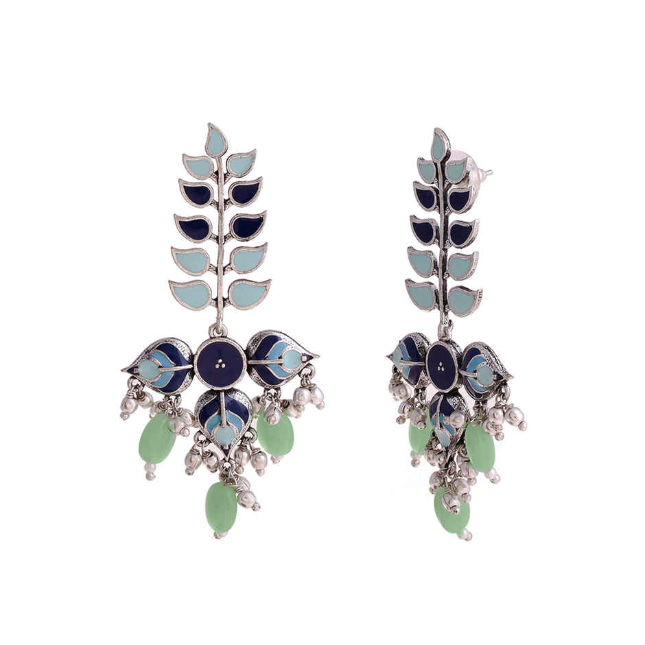 Voylla Bagh E Fiza Leaves Long Drop Earrings