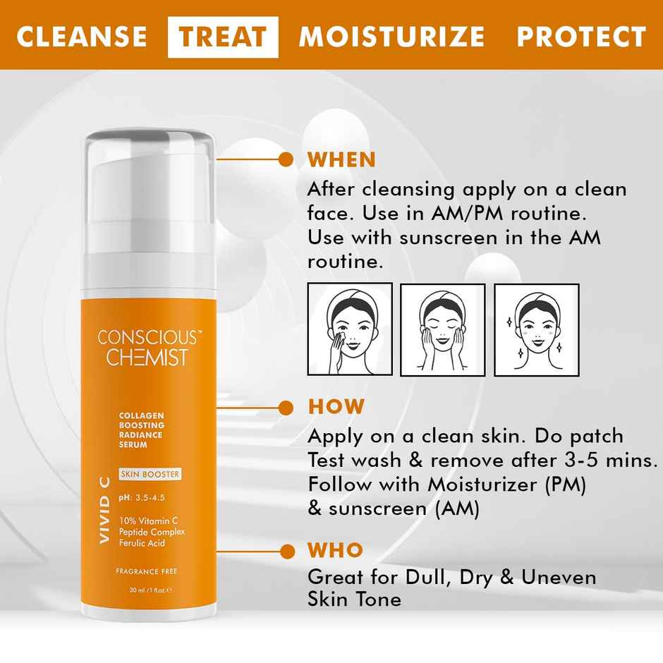 Conscious Chemist 10% Vitamin C Face Serum (Advanced) With Ferulic Acid For Glowing Skin