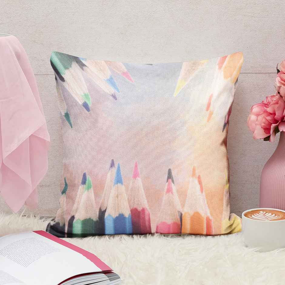 Romee Soft Jute Abstract Print Throw Pillow | Cushion Covers 40cm x 40cm| Set of 5 | Multicolor