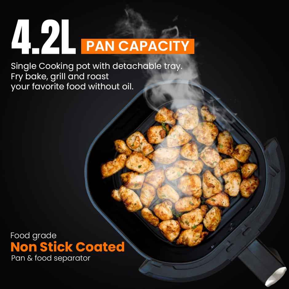 INALSA Air Fryer 1400 W Tasty Fry DW 4.2 ltr ,Air-Fryer with Window Display,8 Preset & Digital