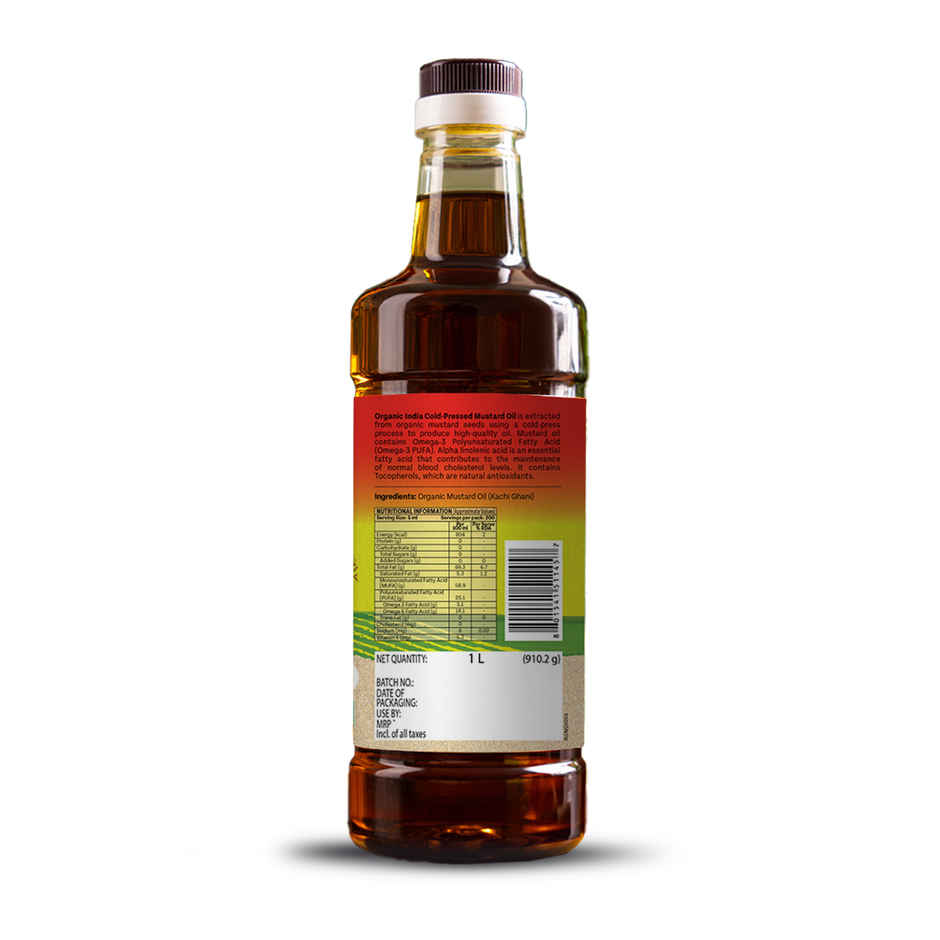 A TATA Product - Organic India Mustard Cold Pressed Oil | Lab Tested on 250+ Parameters