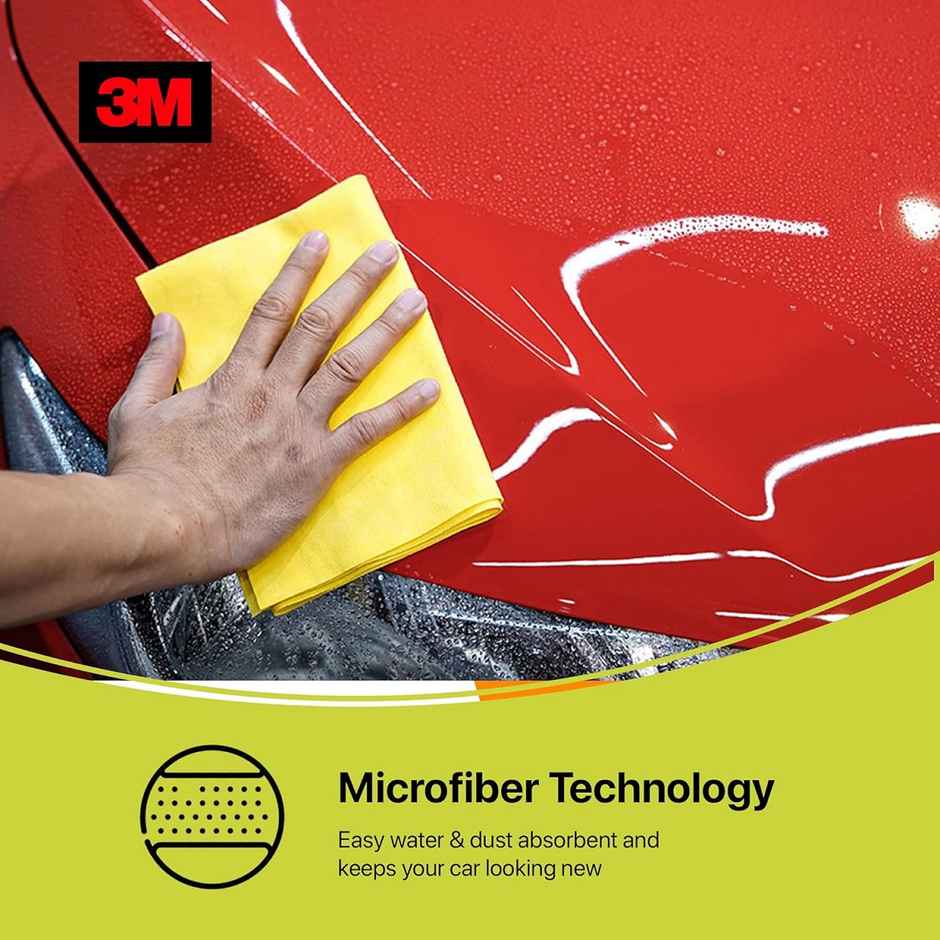 3M Car Care Microfiber Car Cleaning Cloth - Yellow | 200 GSM | 40.64 x 40.64 cm