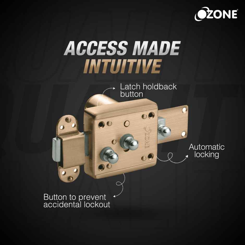 Ozone Night Latch With High-Strength Deadbolt | Door Thickness 40 MM (Antique Brass Finish)