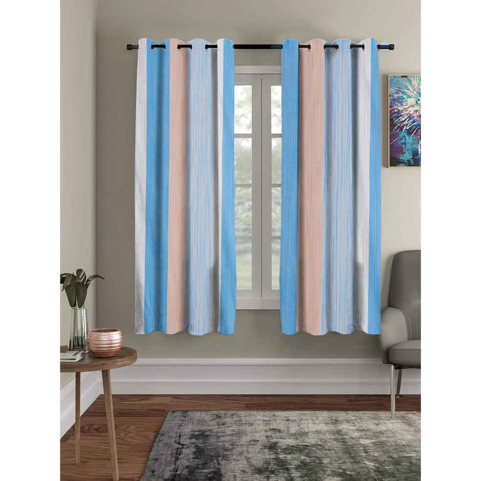 BAY6 Polyester Window Curtains - Set of 2 - (5x4 ft) - Blue