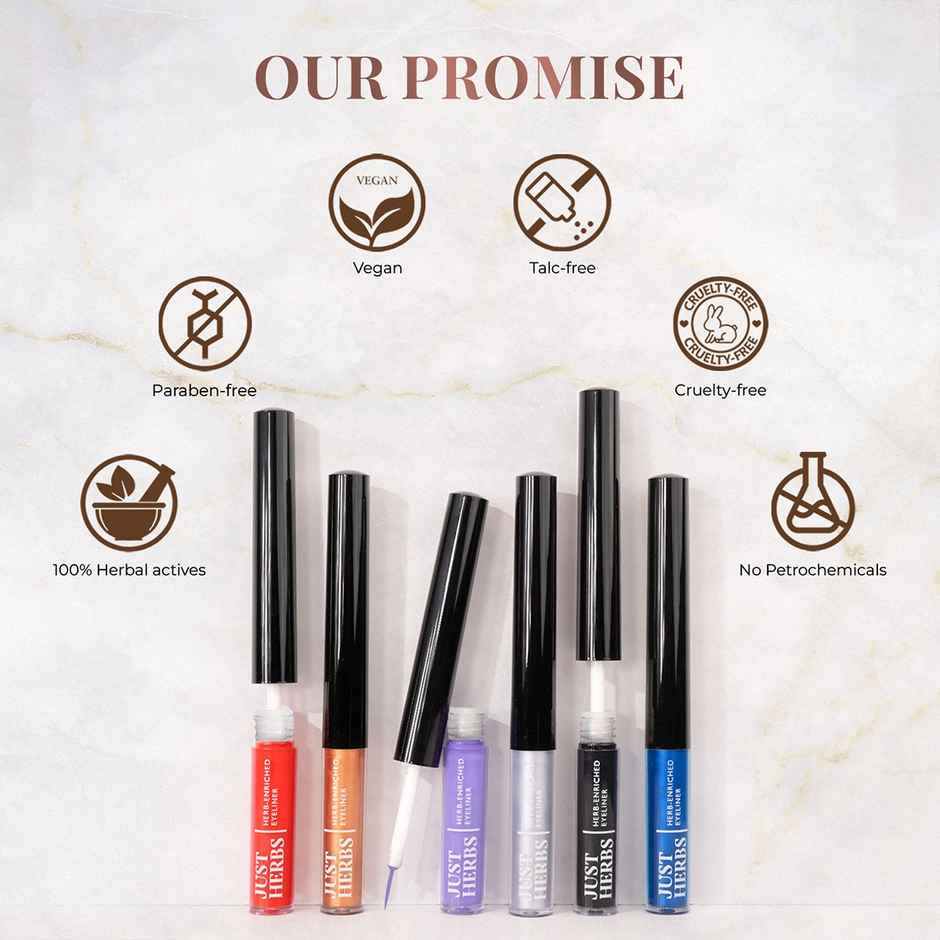 Just Herbs Liquid Eyeliner Smudgeproof, Waterproof, lasts upto 24 Hrs, Deep Black