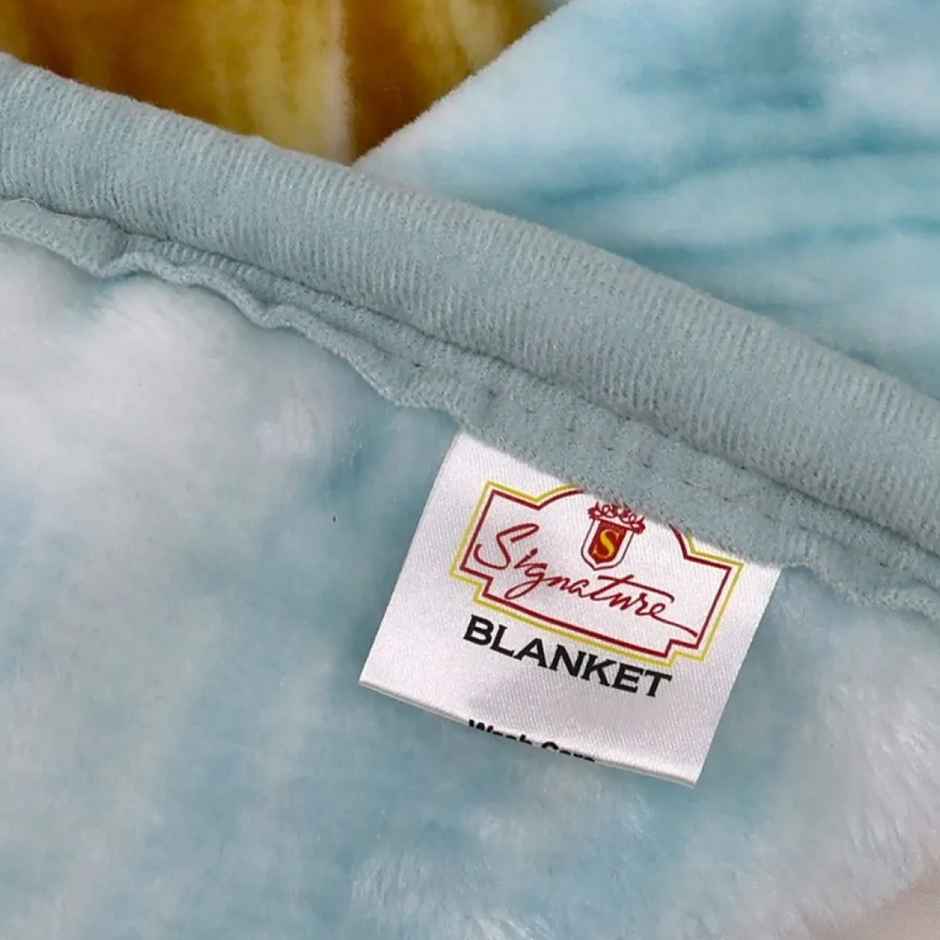 Signature 570 Gsm Polyester Sky Blue & Rose Heavy Winter Super Soft Single Bed Mink Blanket