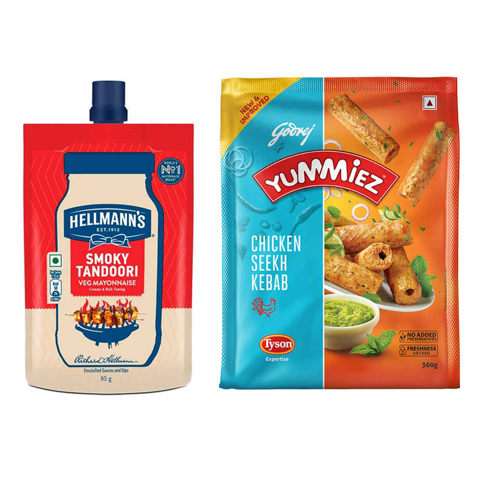 Hellmann'S Smoky Tandoori Mayo (85g) & Godrej Yummiez Chicken Seekh Kabab (360g) Combo