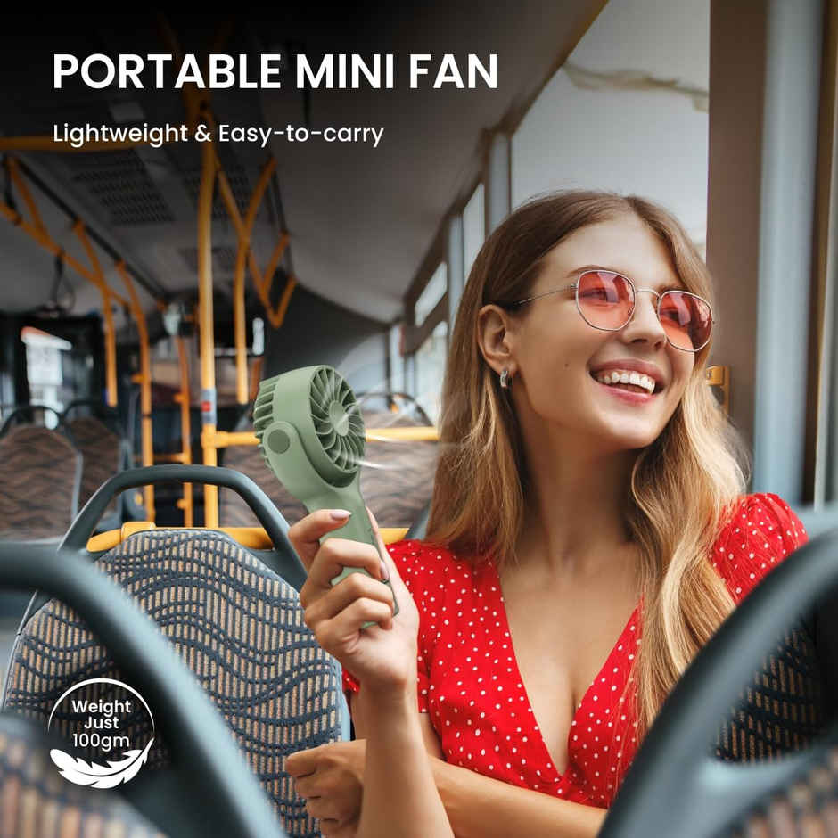 Portronics Toofan Mini USB Portable Fan,7800 RPM, 3 Speed Modes, 2000 mAh Battery, Green