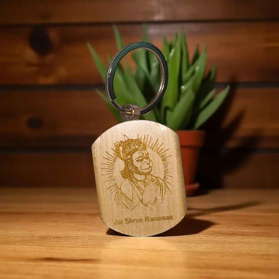Samsidhi Pooja Jai Shree Hanuman Wooden Keychain