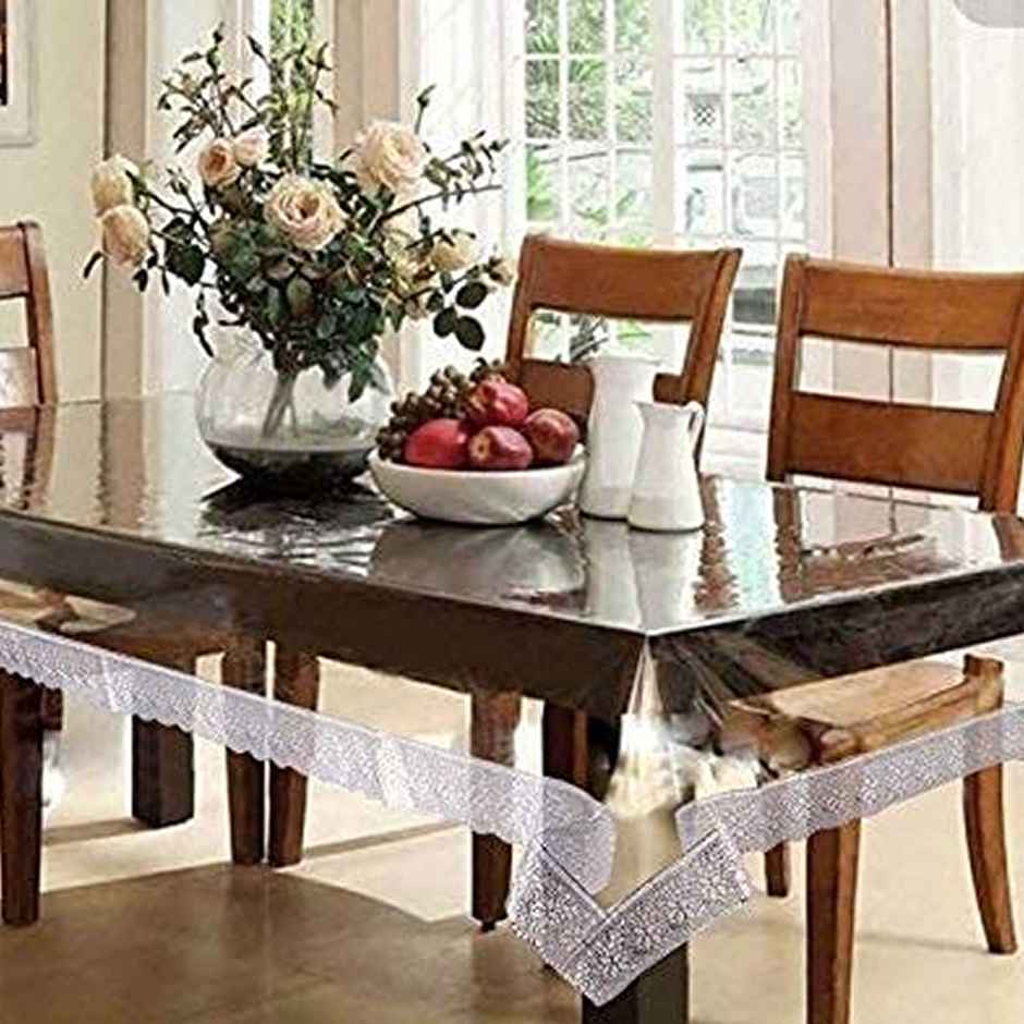 Kuber Industries Dining Table Cover 6 Seater|Table Cloth|Table Cover for Home | Restaurant|Silver