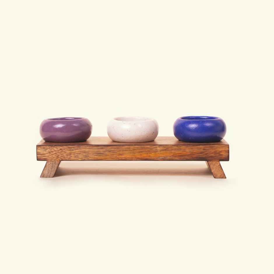 Gaachi Home Tealight with Dip Station Giftbox | Handcrafted Ceramics and Wood