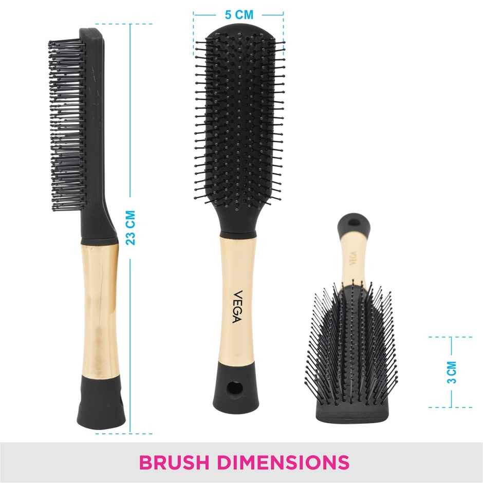 VEGA Flat Hair Brush for Men and Women| Black|E17-FB