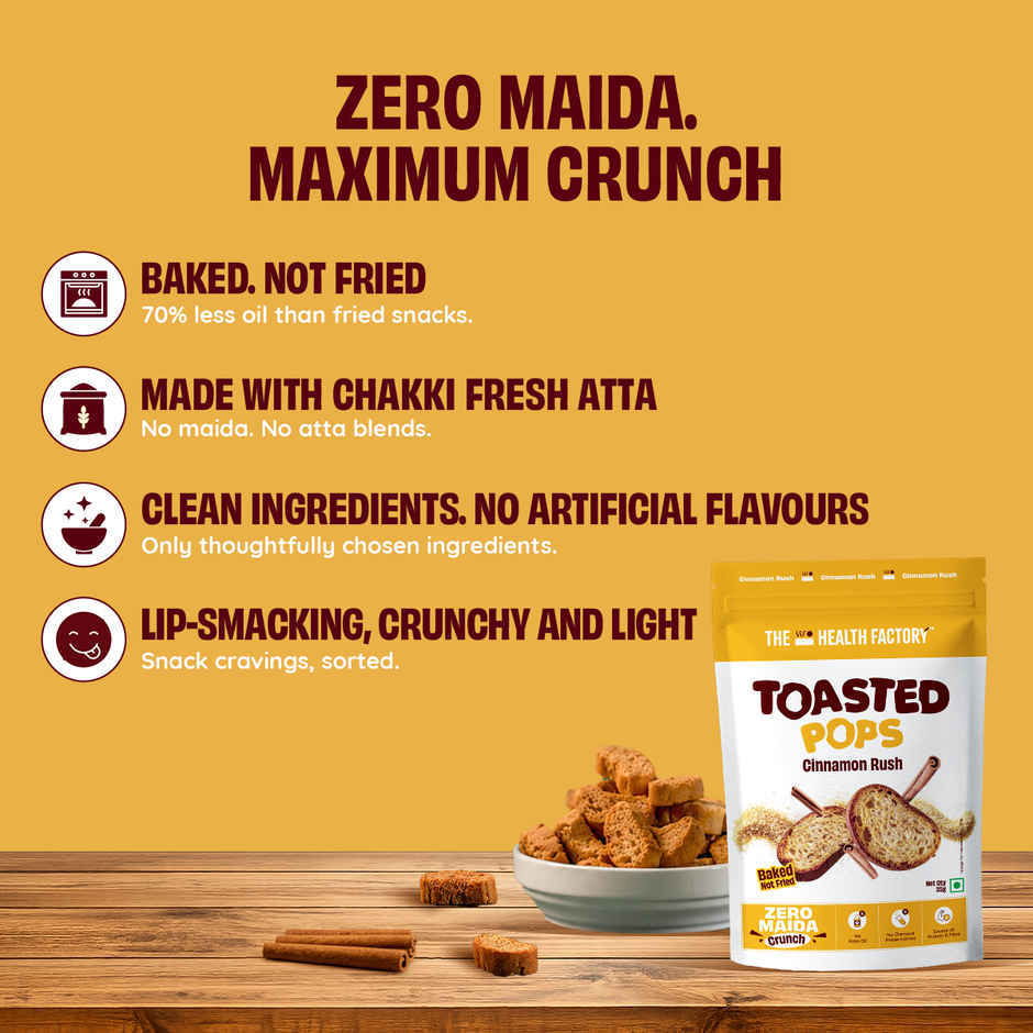 The Health Factory Toasted Pops Cinnamon Rush (Zero Maida)