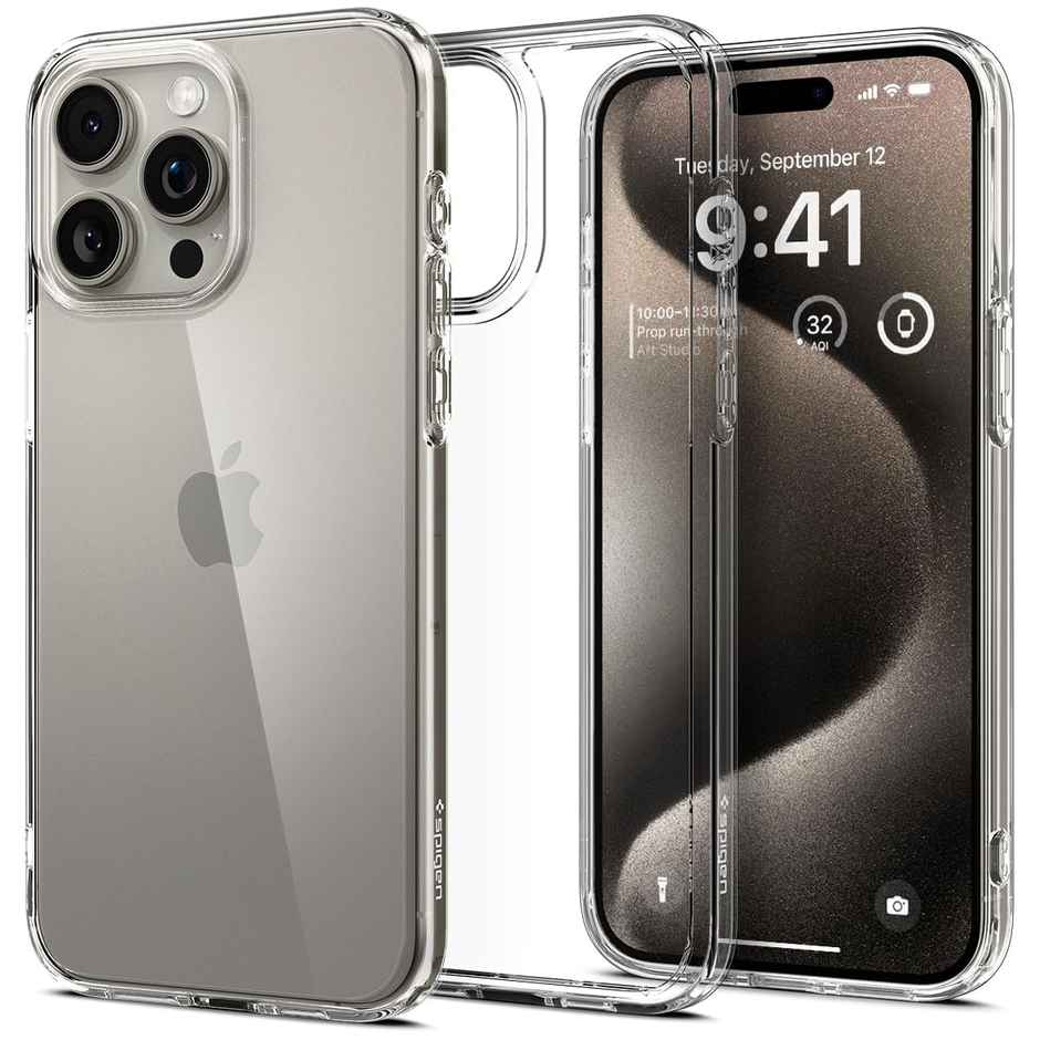 Spigen Ultra Hybrid Back Cover Case Compatible with iPhone 15 Pro(TPU +Poly Carbonate|Crystal Clear)