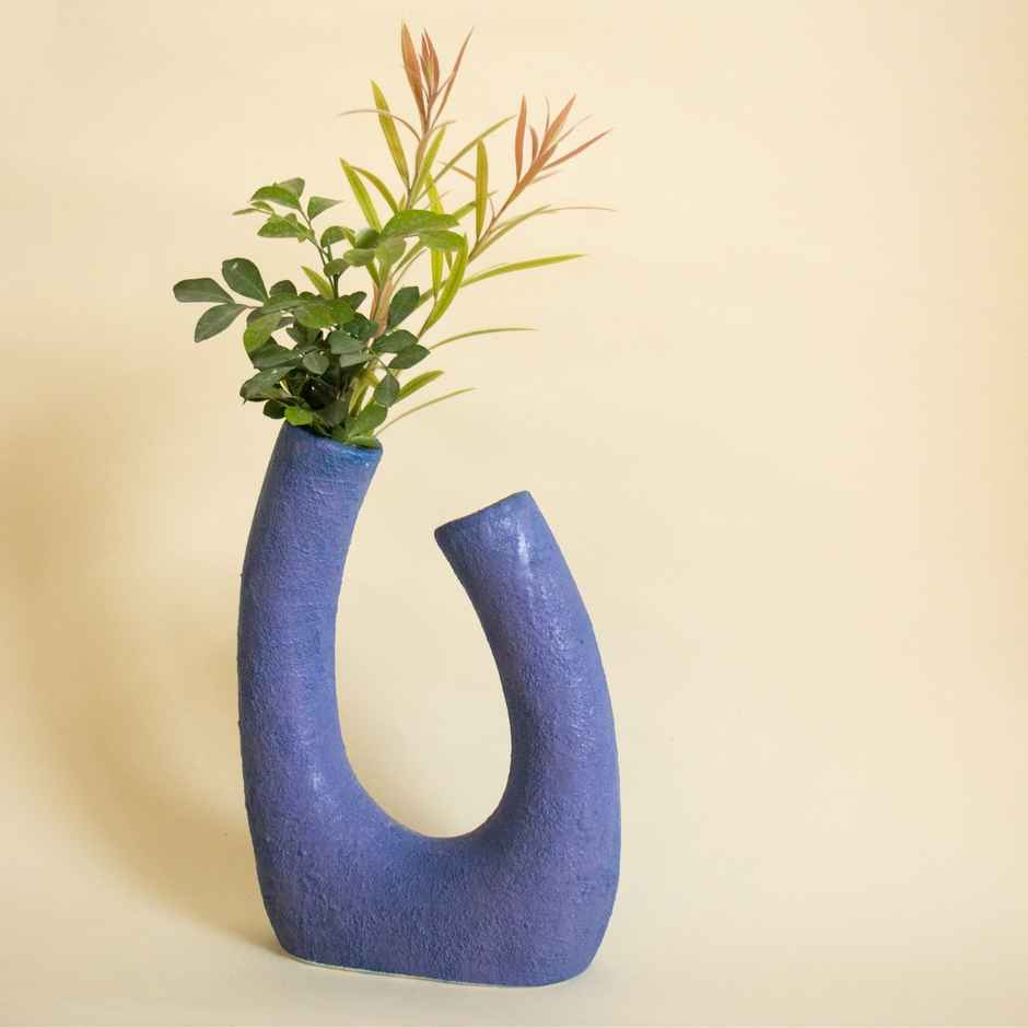Gaachi Textured Vase in Blue | Handcrafted Ceramic Home Decor