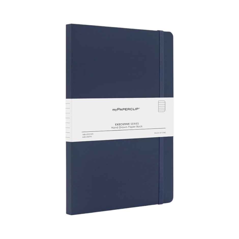 myPAPERCLIP Executive Series A5 Notebook | Blue | 240 Ruled Pages | 21 x 15 cm | Flat-Lay Design
