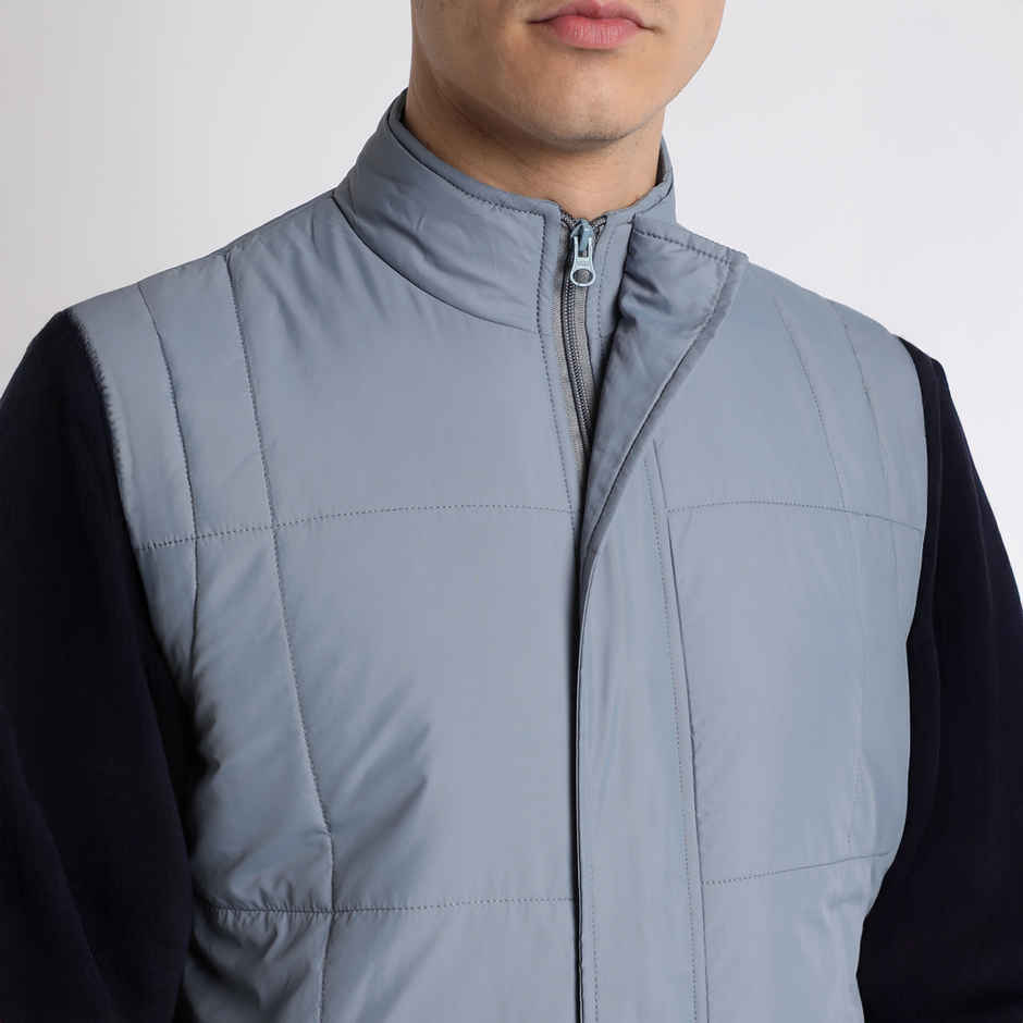 Dennis Lingo Men's High Neck Regular Fit Solid Blue Jacket | Dlmjkw23014 - Bl | M