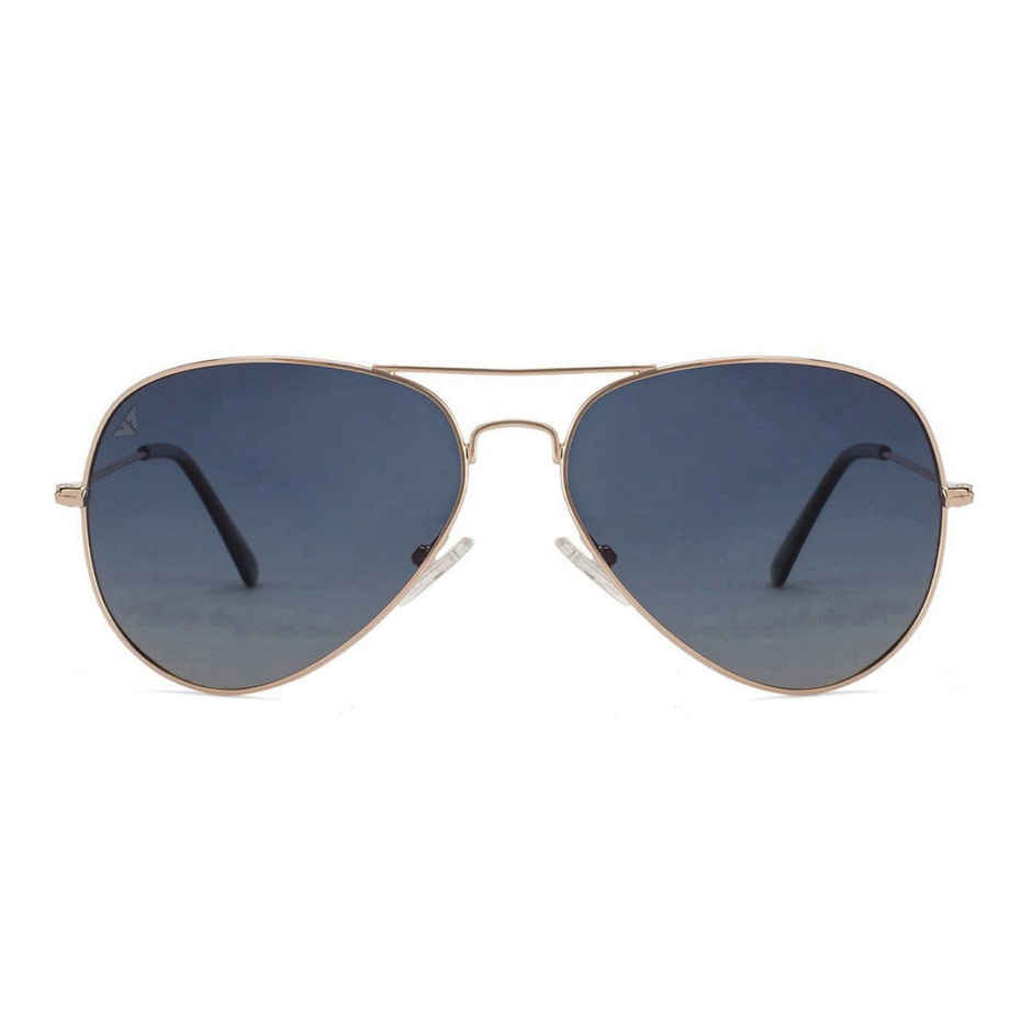 Vincent Chase By Lenskart Unisex Solid Metal Aviator Sunglasses | Blue and Gold - M