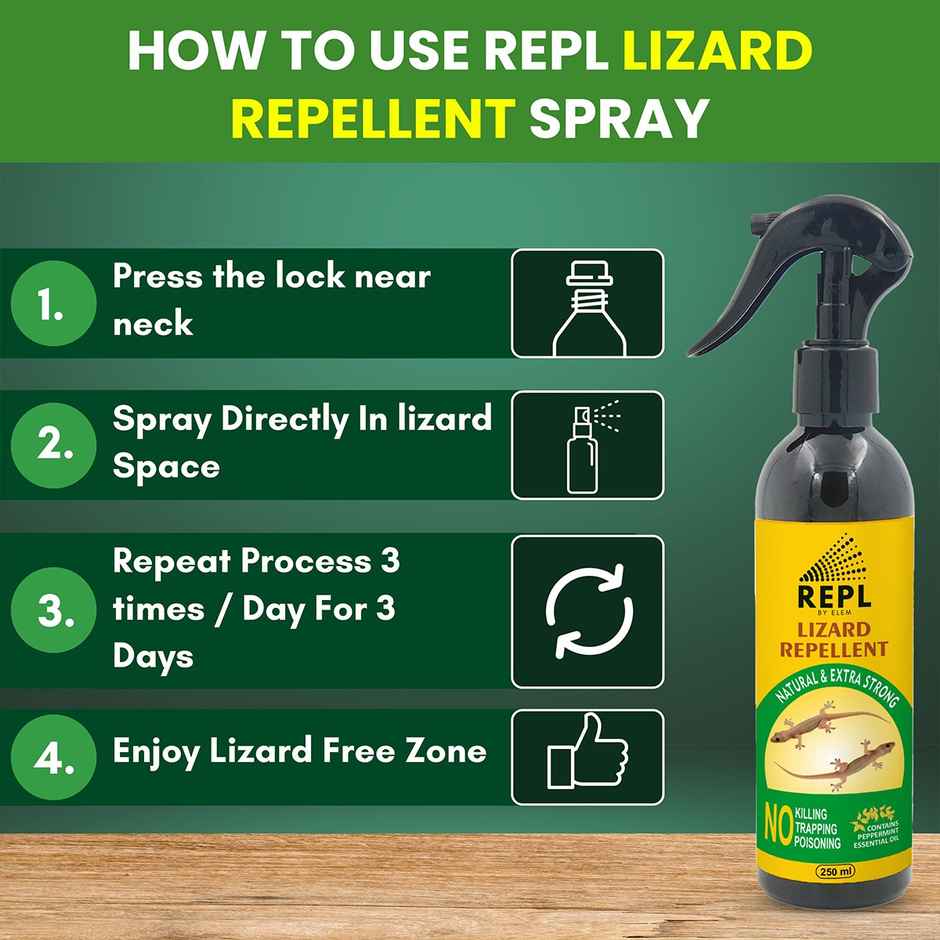 Repl Lizard Repellent Spray | Peppermint and Eucalyptus Oils | Natural and Safe For Kids
