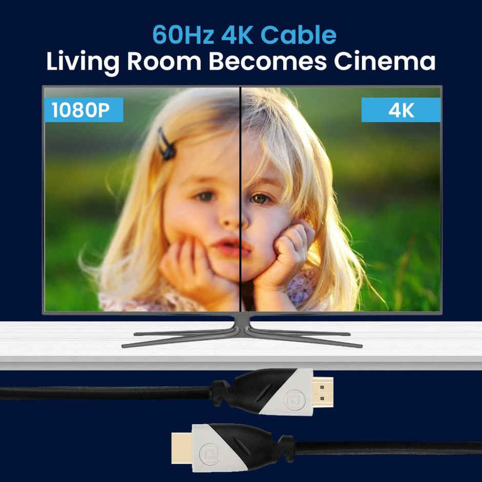 Portronics Konnect Sync 4K, 60Hz HDMI to HDMI Cable, 1.5M Length with Support eARC and Compatible with Smart HDTV, Laptop, Monitor, Projector, eARC enable Soundbar - Black