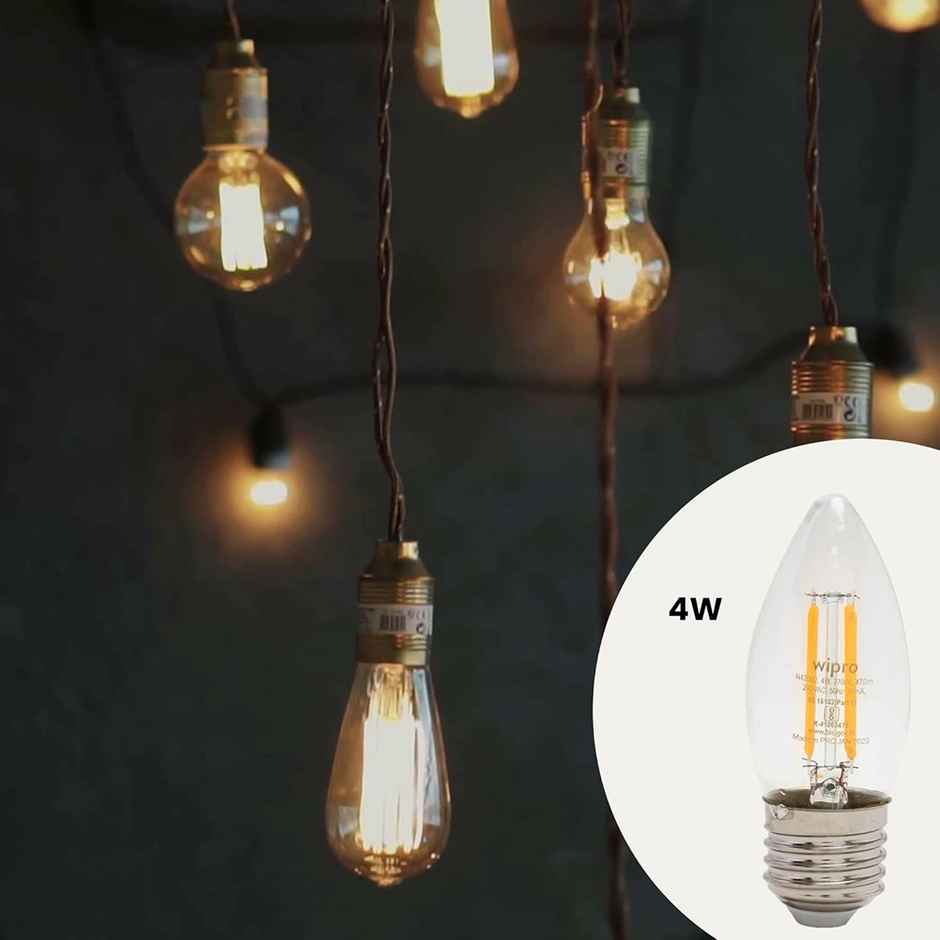 Wipro Garnet 4W Filament Decorative Bulb | E27 Base | Warm White (2700 K)