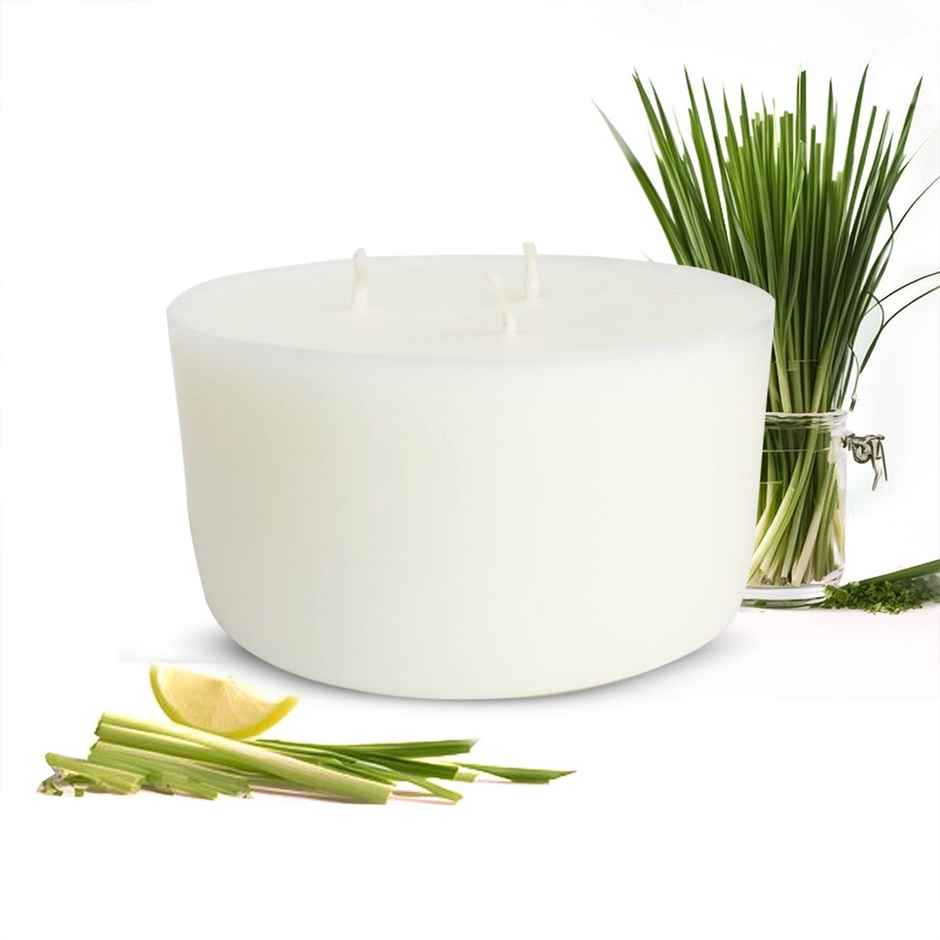 EKAM Lemongrass Scented 3 Wick Soy Wax Candle Refill | 256 g | 35 Hour Burn Time
