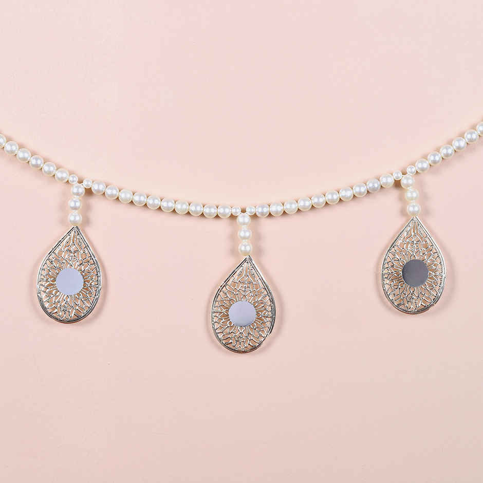 Pearl Bandrwal Mirror Toran | White & Gold | IGP