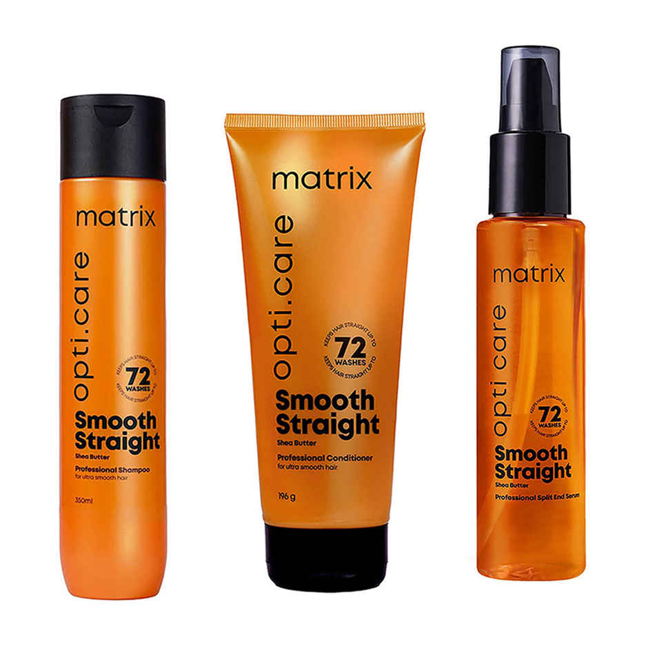 Matrix Mega Smooth Shampoo, Conditioner & Serum Combo, Defy Frizz For 4 Days, For All Hair Types