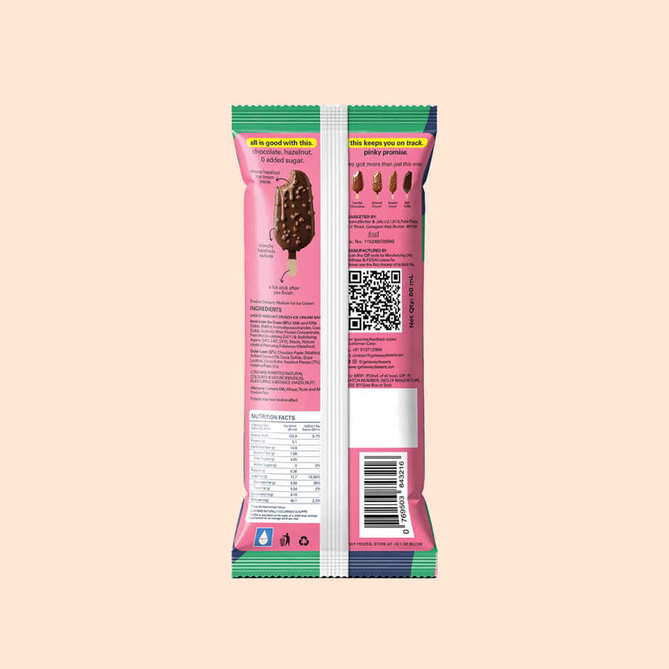 Get-A-Way Choco Hazelnut Crunch Ice Cream Stick | Zero Added Sugar | 5g Protein