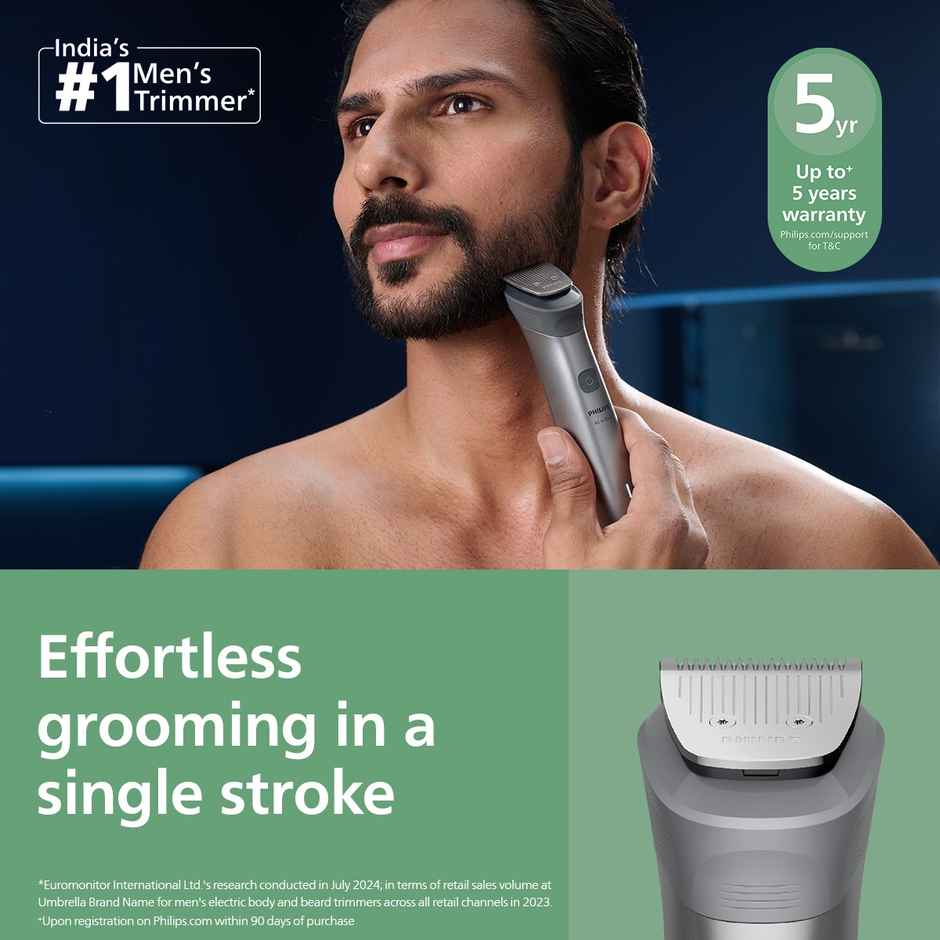 Philips All in One Trimmer 5000 Series 11 in 1 with BeardSense & Self Sharpening Blades MG5932/15
