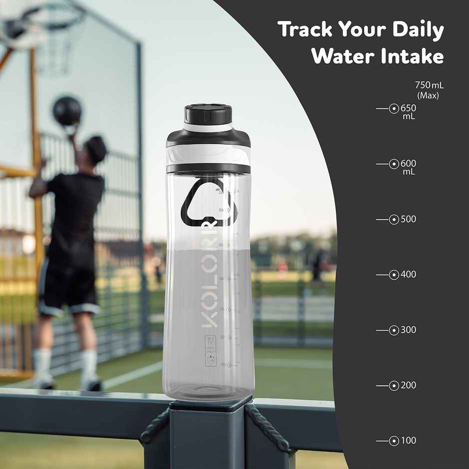 Kolorr Zest+ 750 ml Bottle | Grey & Black | Ideal for Travel & Everyday Hydration