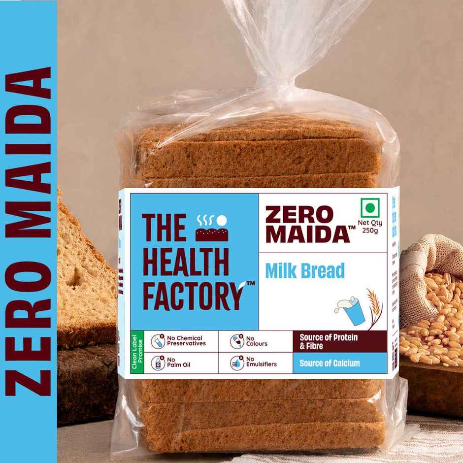 The Health Factory Milk Bread | Zero Maida | Source of Calcium & Fibre | Whole Wheat Bread