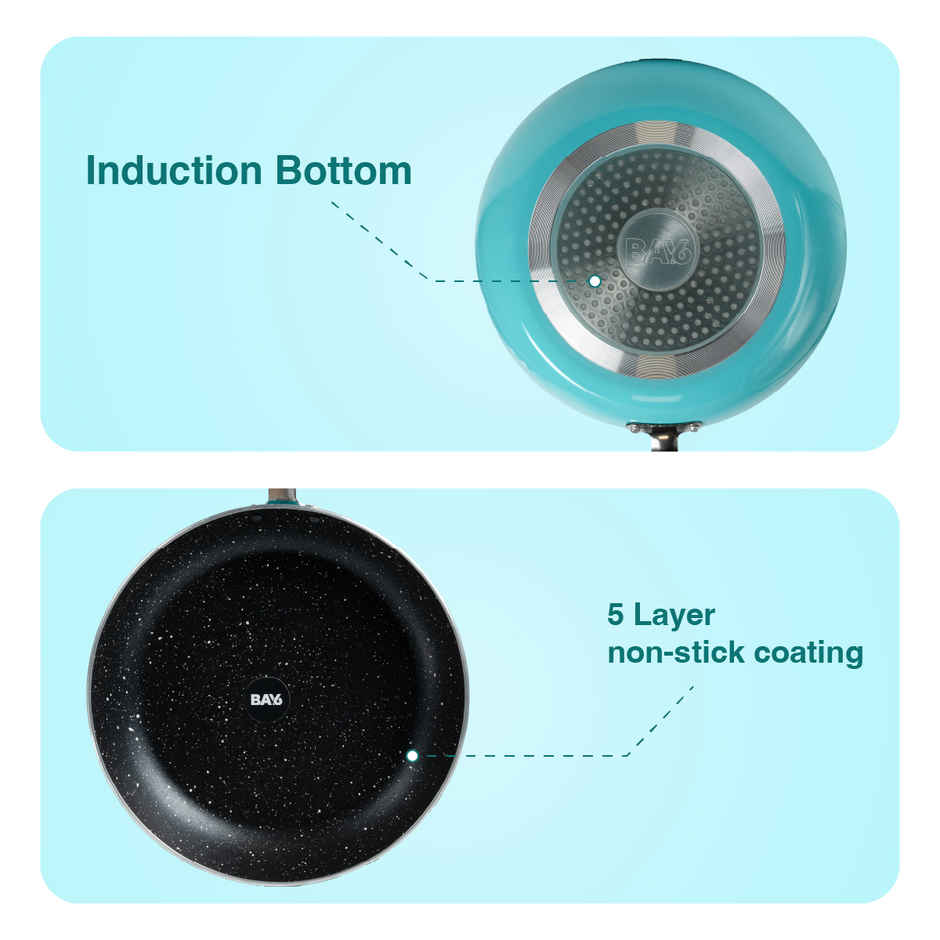 BAY6 Nonstick Fry Pan | 24 cm | 3 mm | Teal | Induction Compatible